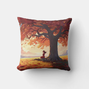 Autumn Tree Prayer Girl Cushion