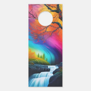 Autumn tree, Rainbow skies waterfalls Door Hanger