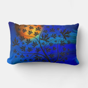 Autumn Tree Silhouette Abstract Art Lumbar Cushion