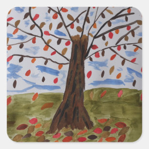 Autumn Tree Square Sticker