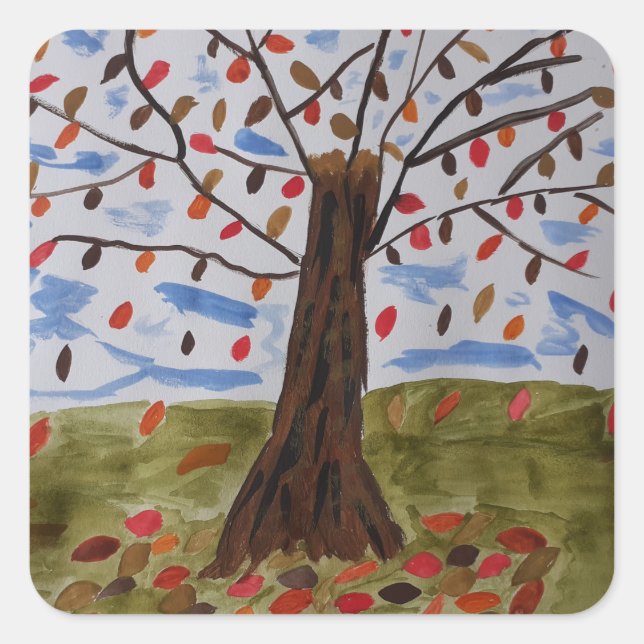 Autumn Tree Square Sticker (Front)