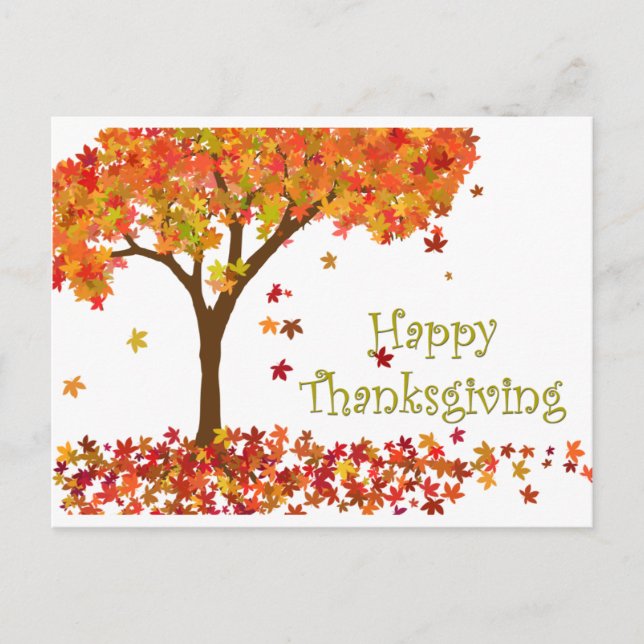 Autumn Tree Thanksgiving Postcard (Front)