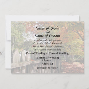 Autumn Trees and Picket Fence Wedding Supplies Invitation