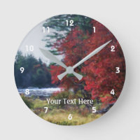 Autumn Trees Bordering Pond Nature Art