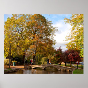 Autumn Trees Bourton on the Water Cotswolds Poster