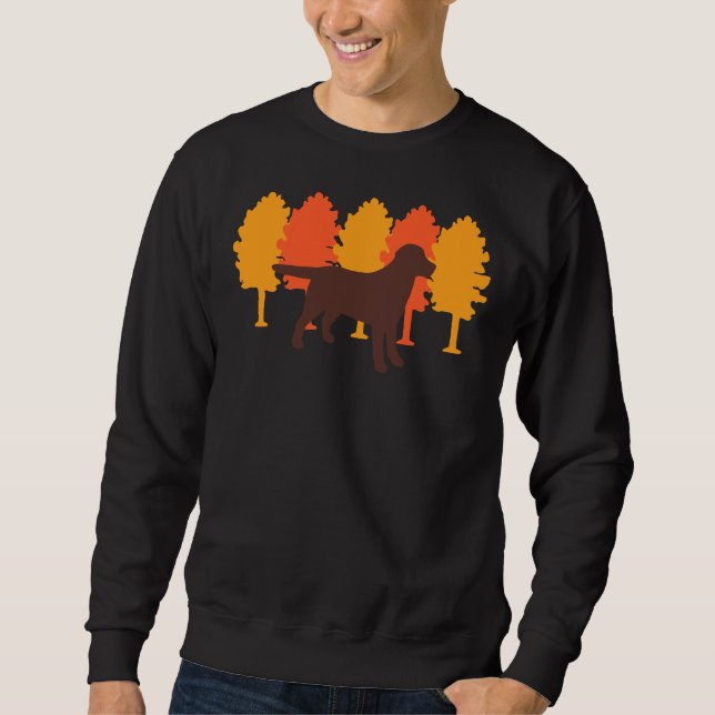 Autumn Trees Chocolate Labrador Silhouette Sweatshirt (Front)