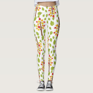 Autumn Trees & Falling Leaves Leggings
