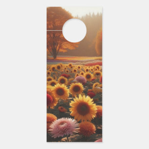 Autumn trees/field with mums door hanger
