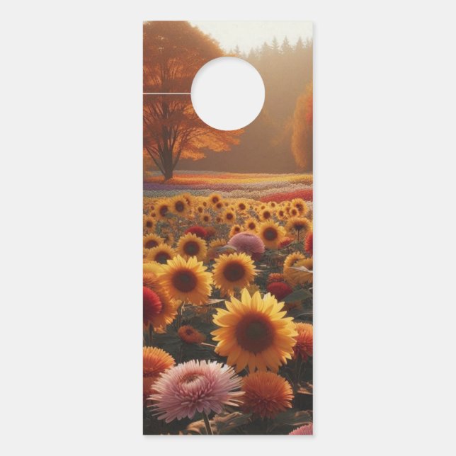 Autumn trees/field with mums door hanger (Front)