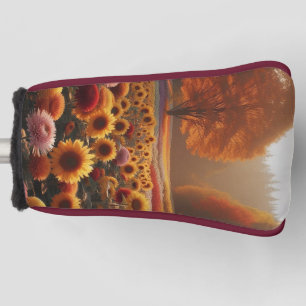 Autumn trees/field with mums golf head cover