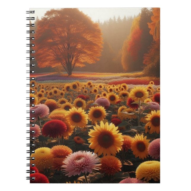 Autumn trees/field with mums notebook (Front)