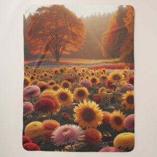 Autumn trees/field with mums sherpa blanket