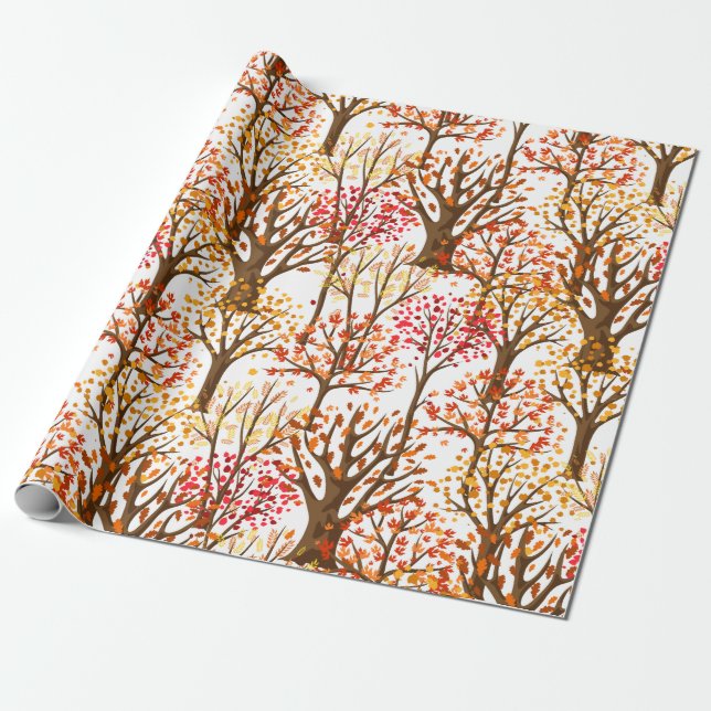  Autumn Trees Forest Leaves   Wrapping Paper (Unrolled)