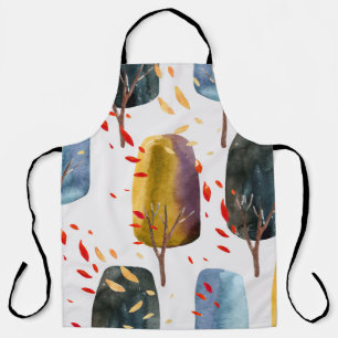 Autumn Trees: Hand Painted Watercolor Seamless Apron