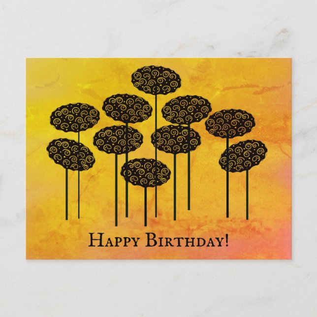 Autumn Trees Happy Birthday Postcard (Front)