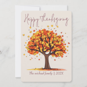  autumn trees happy thanksgiving   Family & Friend Holiday Card