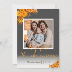  autumn trees happy thanksgiving   Family photo Holiday Card