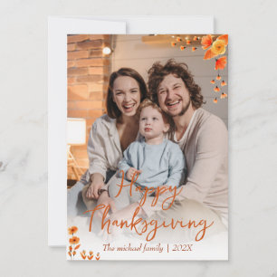  autumn trees happy thanksgiving   Family photo Holiday Card