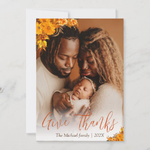  autumn trees happy thanksgiving   Family photo Holiday Card