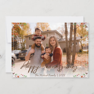  autumn trees happy thanksgiving   Family photo Holiday Card