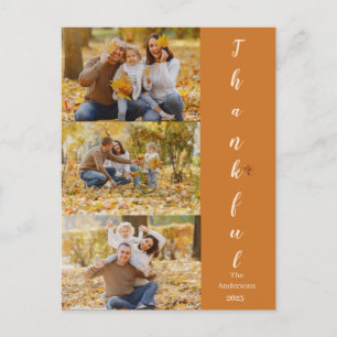 autumn trees happy thanksgiving Family photo Holiday Postcard