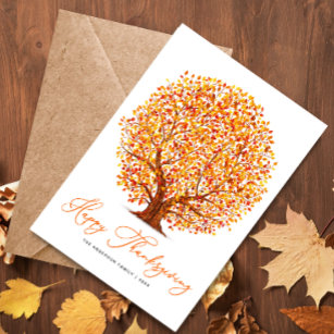 autumn trees happy thanksgiving holiday card