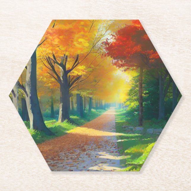 Autumn Trees in the Forest-33657 Paper Coaster (Front)