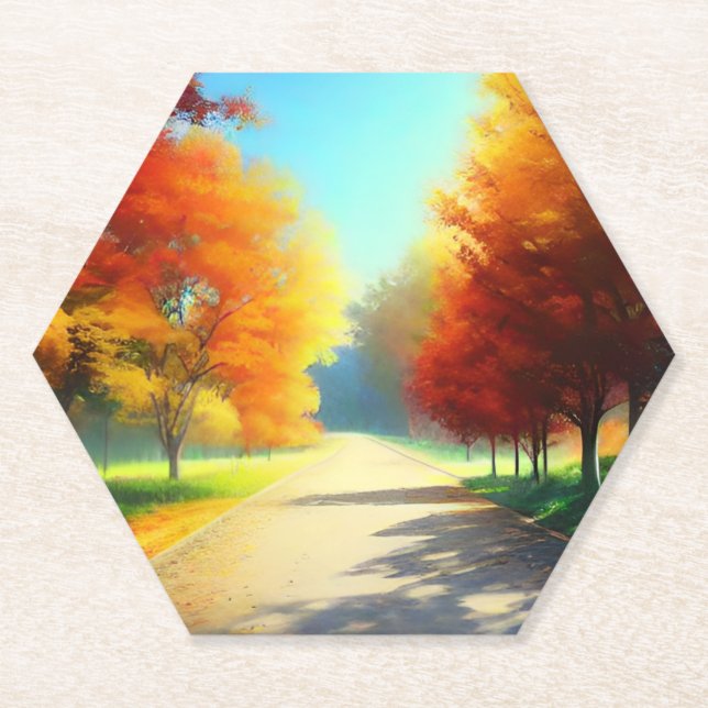 Autumn Trees in the Forest-33657 Paper Coaster (Front)