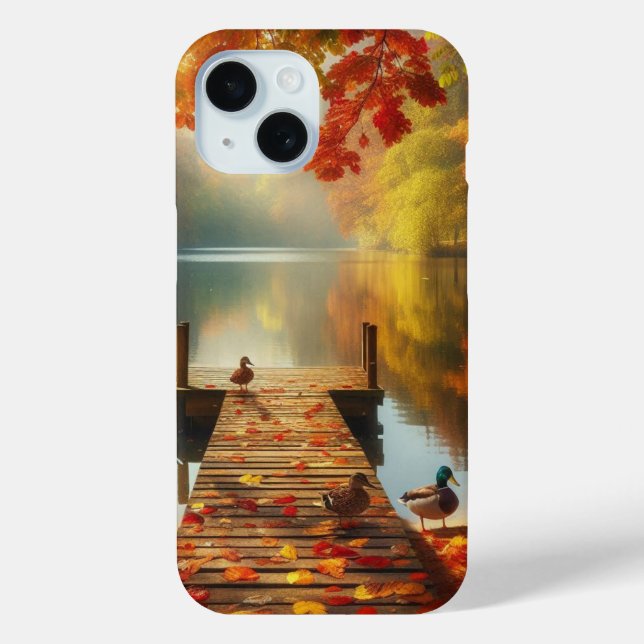 Autumn trees & lake with ducks Case-Mate iPhone case (Back)