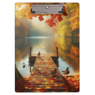 Autumn trees & lake with ducks clipboard