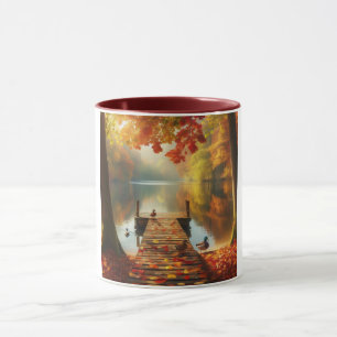 Autumn trees & lake with ducks mug