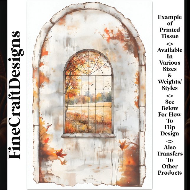 Autumn Trees & Leaves Through Window AM9 Decoupage Tissue Paper (Creator Uploaded)