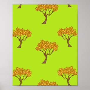 Autumn trees on green poster
