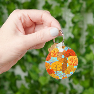 Autumn Trees Pattern Fall Foliage  Key Ring