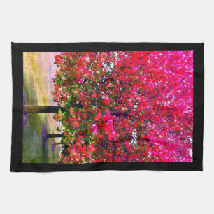 Autumn trees pink red leaves impressionistic trees tea towel