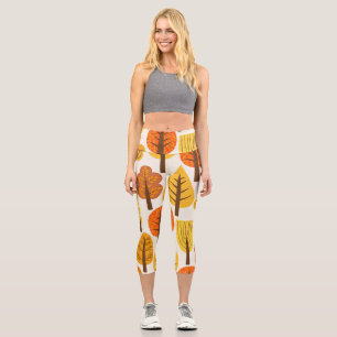 Autumn trees, seamless pattern. capri leggings
