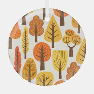 Autumn trees, seamless pattern. glass tree decoration