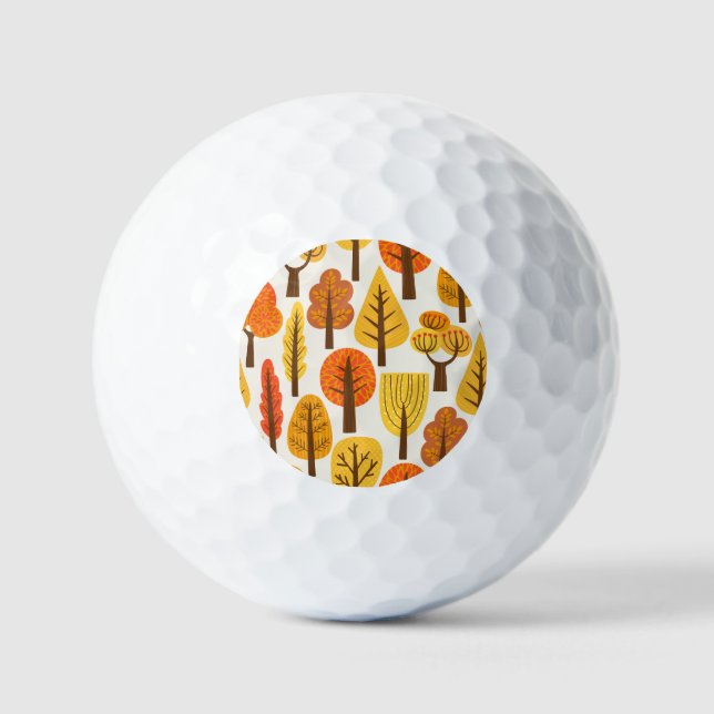 Autumn trees, seamless pattern. golf balls (Front)