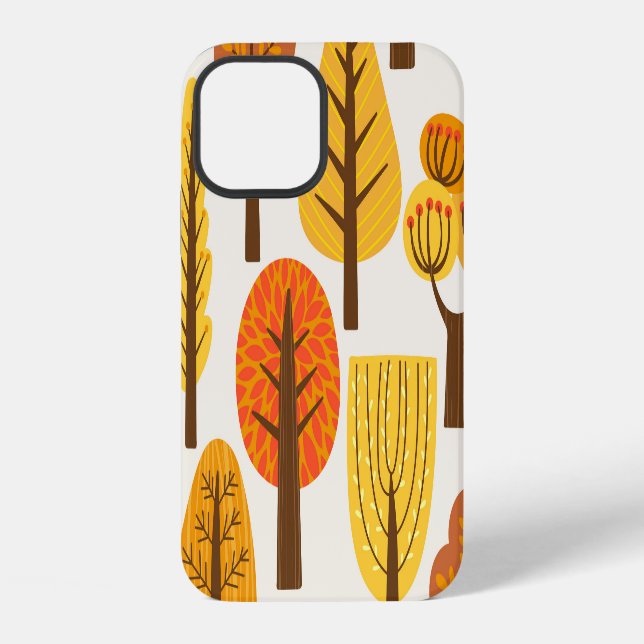 Autumn trees, seamless pattern. iPhone case (Back)