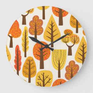 Autumn trees, seamless pattern. large clock