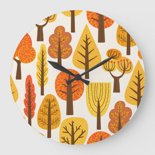 Autumn trees, seamless pattern. large clock (Front)