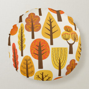 Autumn trees, seamless pattern. round cushion