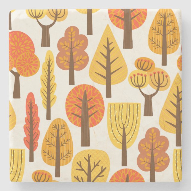 Autumn trees, seamless pattern. stone coaster (Front)