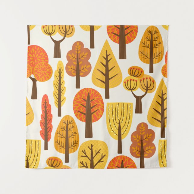 Autumn trees, seamless pattern. tapestry (Front)