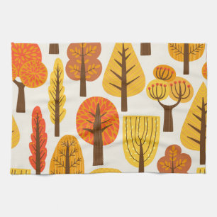 Autumn trees, seamless pattern. tea towel
