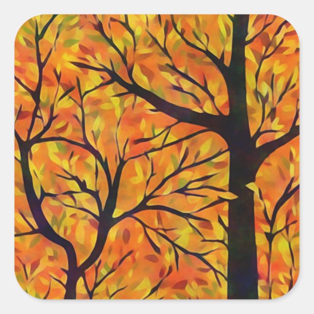 Autumn Trees Square Sticker (Front)