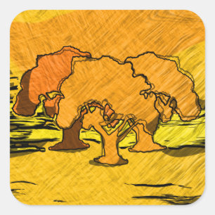 AUTUMN TREES SQUARE STICKER