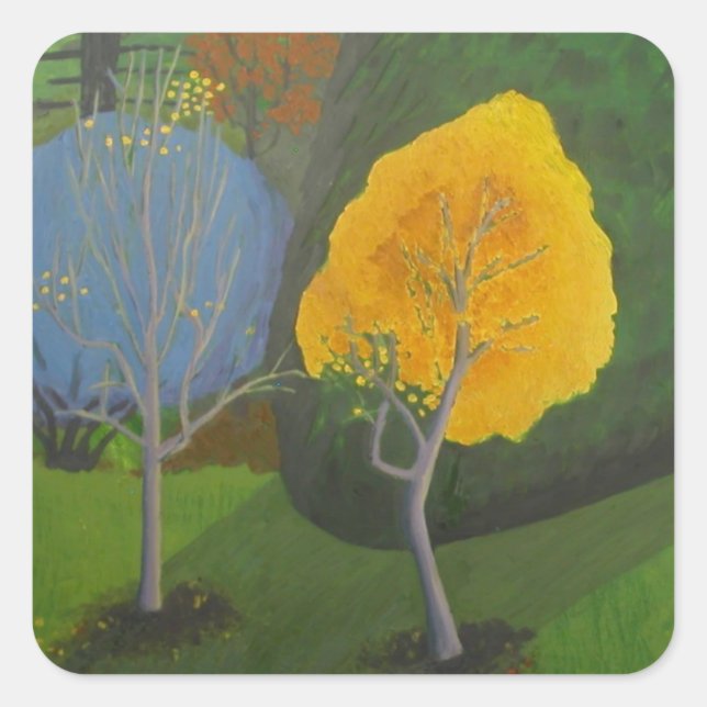 Autumn Trees Square Sticker (Front)