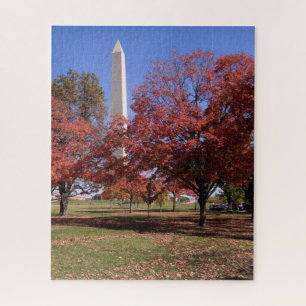 Autumn Trees Washington Monument in Washington DC Jigsaw Puzzle