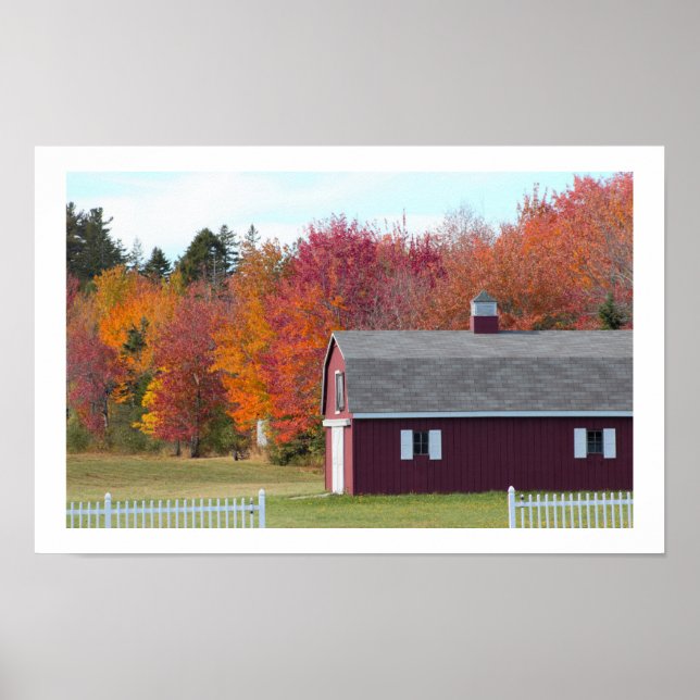Autumn Trees With Barn Poster (Front)